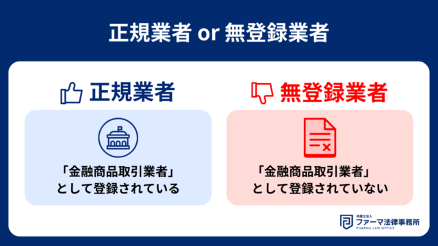 金融庁に登録された正規業者 or 無登録業者