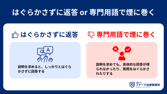 はぐらかさずに返答 or 専門用語で煙に巻く